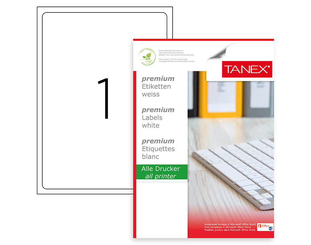 Tanex TW-2001 A4 Lazer Etiket Oval 199.6x289.1 mm | 100'lü Paket