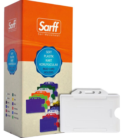 Sarff Beyaz Sert Plastik Yaka Kartı Kabı – 50’li Paket (Yatay Tip)