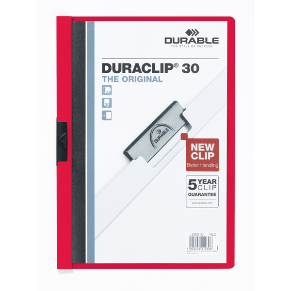 Durable 2200 Duraclip 30 Sıkıştırmalı Dosya Kırmızı