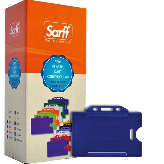 Sarff Lacivert Sert Plastik Yaka Kartı Kabı – 50’li Paket (Yatay Tip)