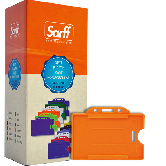 Sarff Turuncu Sert Plastik Yaka Kartı Kabı – 50’li Paket (Yatay Tip)
