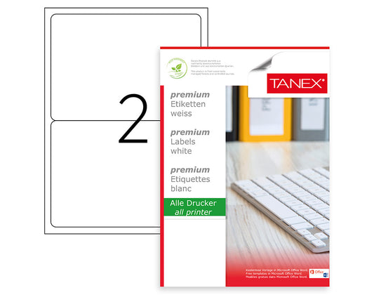 Tanex TW-2002 A4 Lazer Etiket 199,6x143,5 mm | Sayfada 2 Etiket