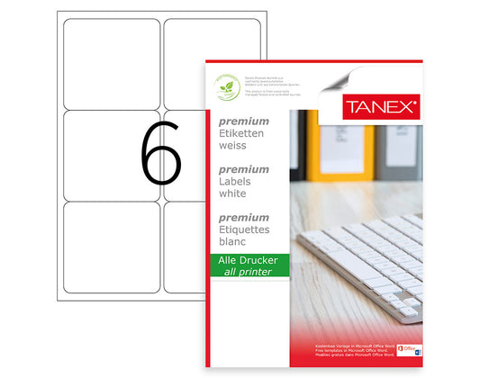 Tanex TW-2006 A4 Lazer Etiket 99x93 mm | 6'lı 100 Sayfa
