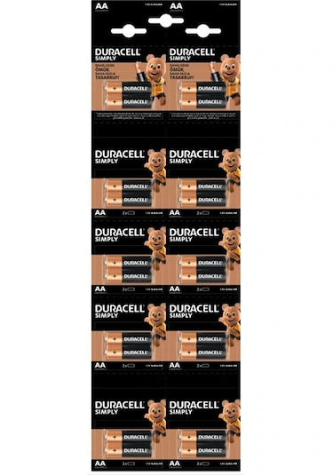 Duracell AA Kalem Pil 20'li Paket – Ultra Uzun Ömürlü Ekonomik Paket