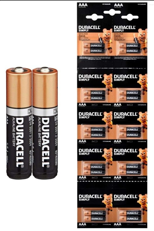 Duracell AAA İnce Pil 20'li Paket – Ultra Uzun Ömürlü Ekonomik Paket