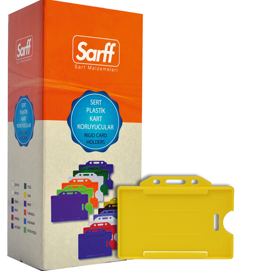 Sarff Sarı Sert Plastik Yaka Kartı Kabı – 50’li Paket (Yatay Tip)