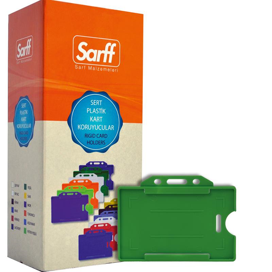 Sarff Yeşil Sert Plastik Yaka Kartı Kabı – 50’li Paket (Yatay Tip)
