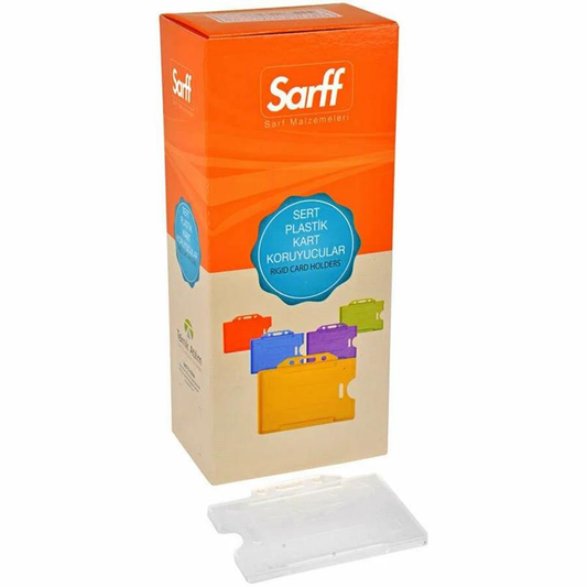 Sarff Şeffaf Sert Plastik Yaka Kartı Kabı – 50 Adet
